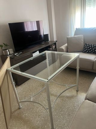 Mesa de forja doble altura cristal