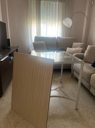Mesa de forja doble altura cristal