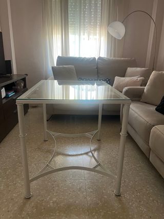 Mesa de forja doble altura cristal