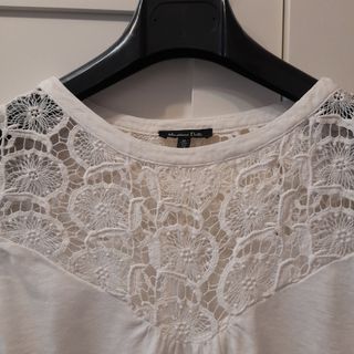 Top Massimo Dutti encaje crema