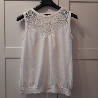 Top Massimo Dutti encaje crema