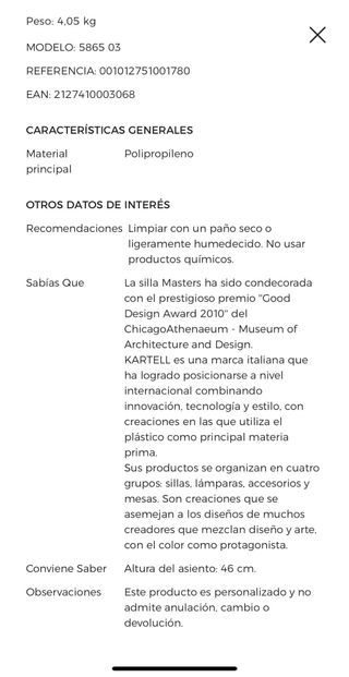 2 sedie Philippe Starck White Masters
