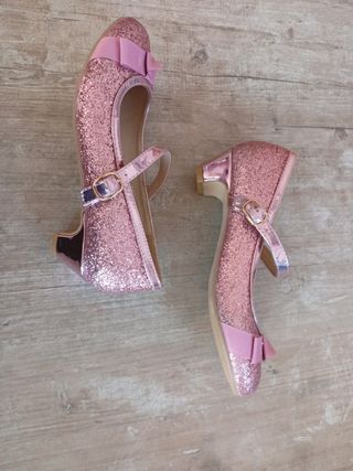 Zapatos niña purpurina rosa talla 33