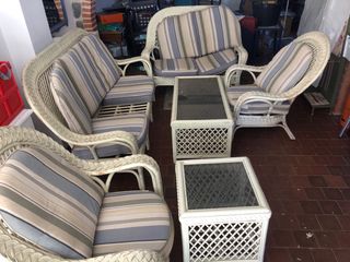 Conjunto Muebles Ratán 4 Sillones + 2 Mesas+Cojine