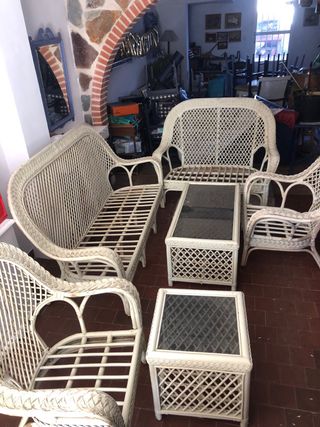 Conjunto Muebles Ratán 4 Sillones + 2 Mesas+Cojine