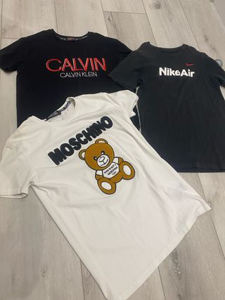 Lote 3 Camisetas Calvin Klein, Nike, Moschino
