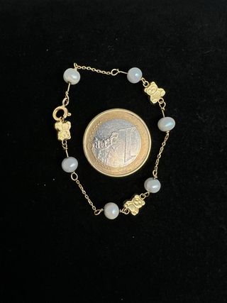 Pulsera Oso Perlas Oro  18k 2,34gr