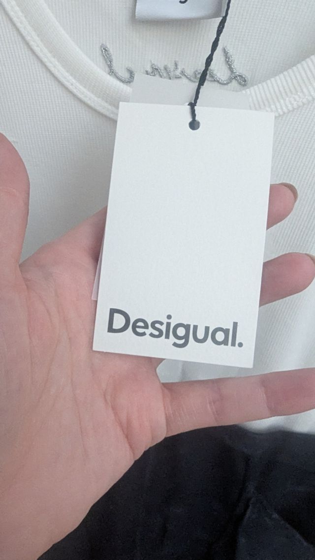 Vestido midi Desigual blanco y vaquero