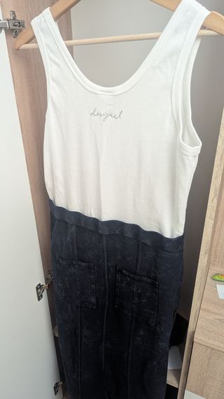 Vestido midi Desigual blanco y vaquero