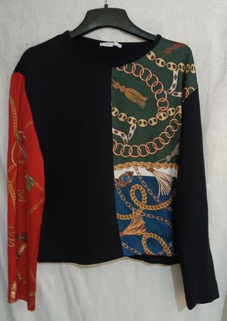 Blusa Zara Talla M Estampado Cadenas