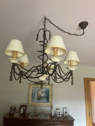 Lámpara araña de forja de 5 brazos