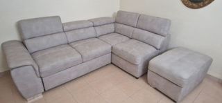 Divano letto beige/grigio in tessuto