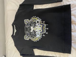 Sudadera Kenzo Negra con Tigre Bordado