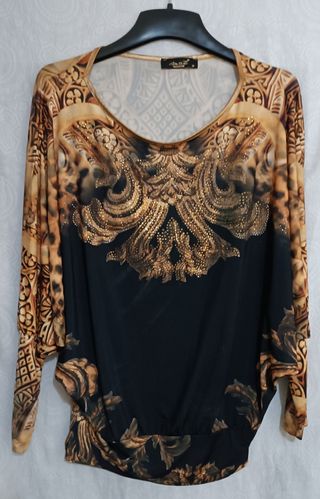 Blusa Alnaz manga larga dorada y negra Talla M