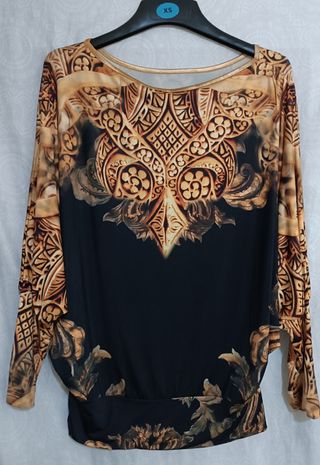 Blusa Alnaz manga larga dorada y negra Talla M