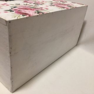 Caja de madera decoupage con flores, macetero