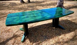 MESA JARDÍN RESINA 230x100cm + 4 SILLAS + COJINES.