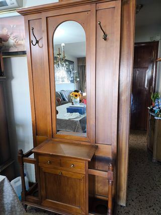 Mueble de entrada madera con espejo