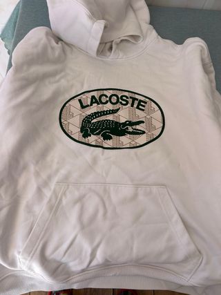 Sudadera Lacoste Blanca con Cocodrilo