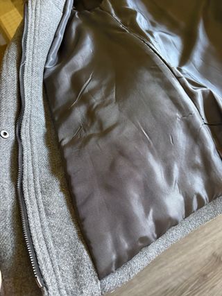 Abrigo niña Zara gris con capucha Talla 13/14