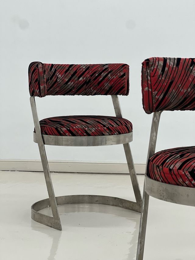 Sillas bajas cromadas años 70 cantilever