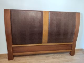 Testiera in pelle e legno