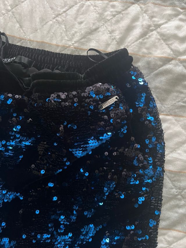 Pantalones guess lentejuelas azul/negro Talla S/M
