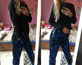 Pantalones guess lentejuelas azul/negro Talla S/M
