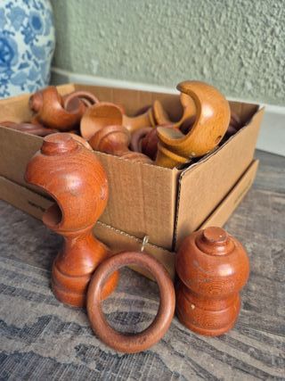 Lote Anillas y Accesorios Cortina Madera