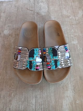 Sandalias Talla 36 Brillantes Turquesa