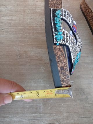 Sandalias Talla 36 Brillantes Turquesa