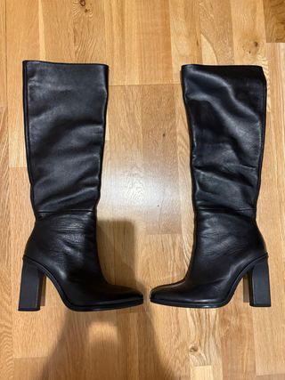Botas Zara Piel Talla 35 Tacón