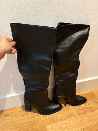 Botas Zara Piel Talla 35 Tacón