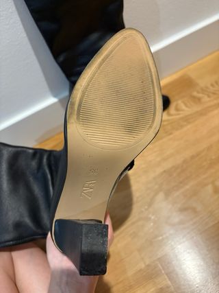 Botas Zara Piel Talla 35 Tacón