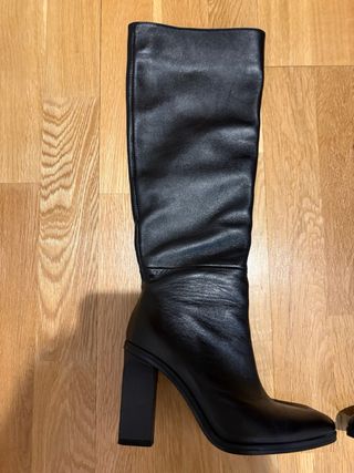 Botas Zara Piel Talla 35 Tacón