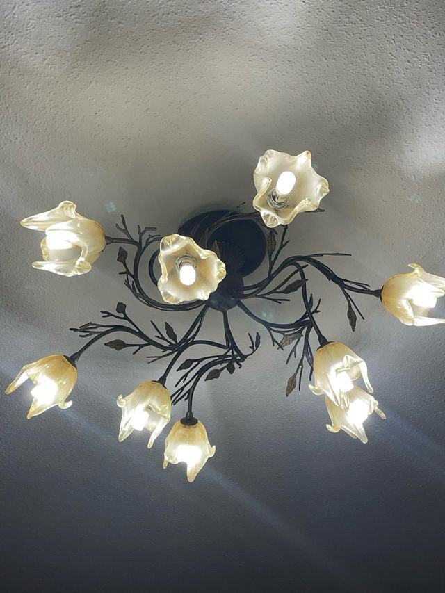 Lámpara de techo bronce y cristal