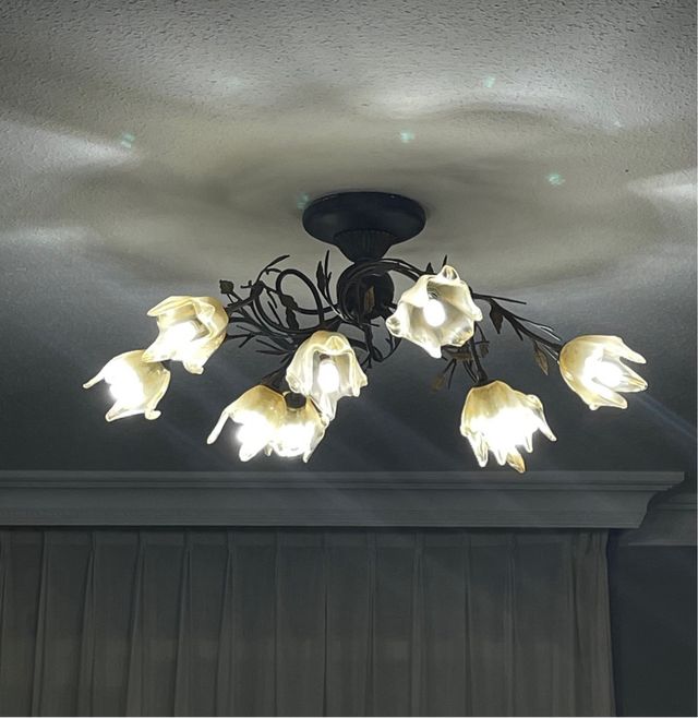 Lámpara de techo bronce y cristal