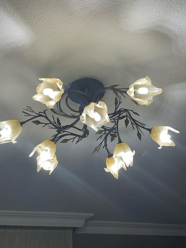 Lámpara de techo bronce y cristal