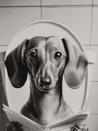 Cuadro Perro Dachshund en Baño