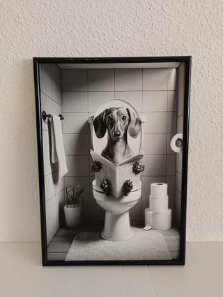 Cuadro Perro Dachshund en Baño