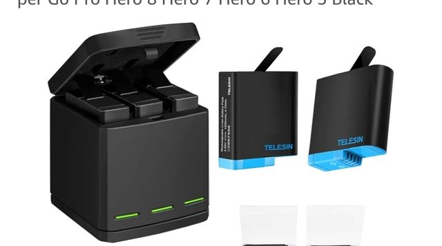 Caricabatteria TELESIN 3 batterie GoPro