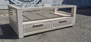 Mesa de centro Banak de madera de mango y cristal