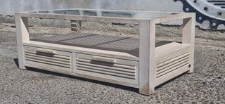 Mesa de centro Banak de madera de mango y cristal