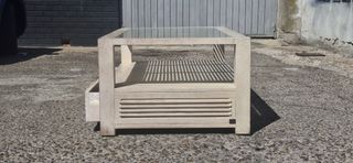 Mesa de centro Banak de madera de mango y cristal