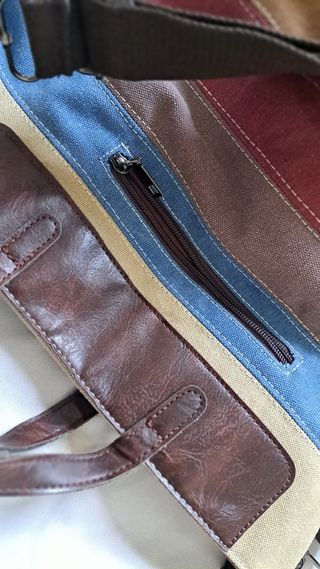 Borsa a tracolla e a mano in tela a righe multicol