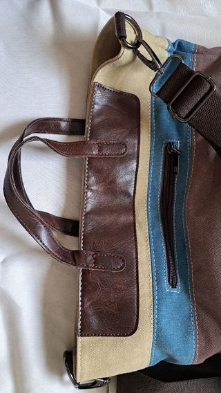 Borsa a tracolla e a mano in tela a righe multicol