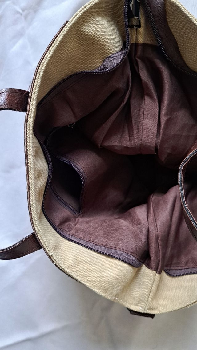 Borsa a tracolla e a mano in tela a righe multicol