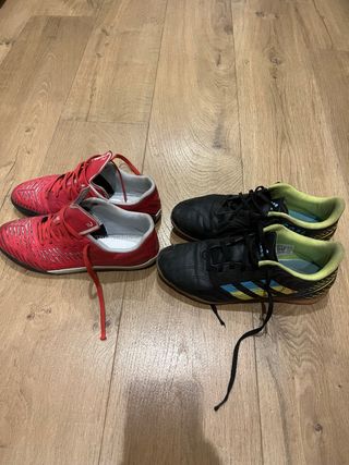 Zapatillas Futsal Adidas 39.5 y Decathlon 37