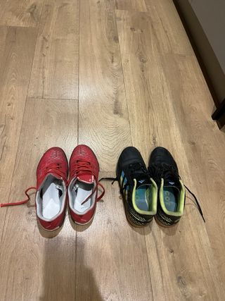 Zapatillas Futsal Adidas 39.5 y Decathlon 37