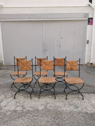 Juego 6 Sillas Hierro Forjado y Enea